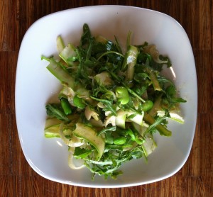 vegan raw asparagus fava bean salad
