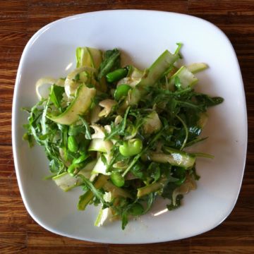 vegan raw asparagus fava bean salad