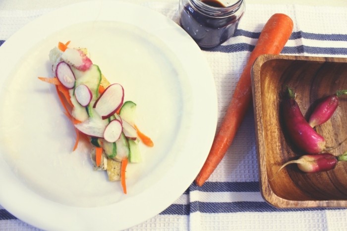 Colorful Vegan Summer Rolls with Tofu and Raw Veggies