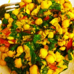 curried chickpea swiss chard mash