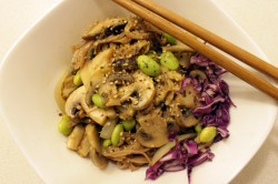 rice noodles with shiitake and edamame1