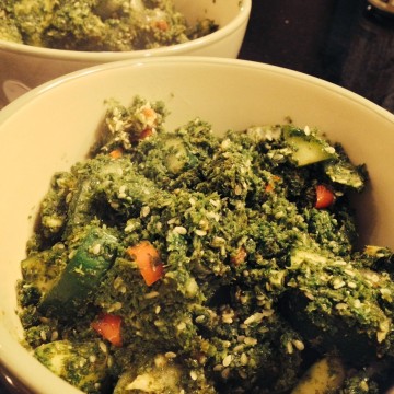 kale pesto veggie bowl by kate coffey