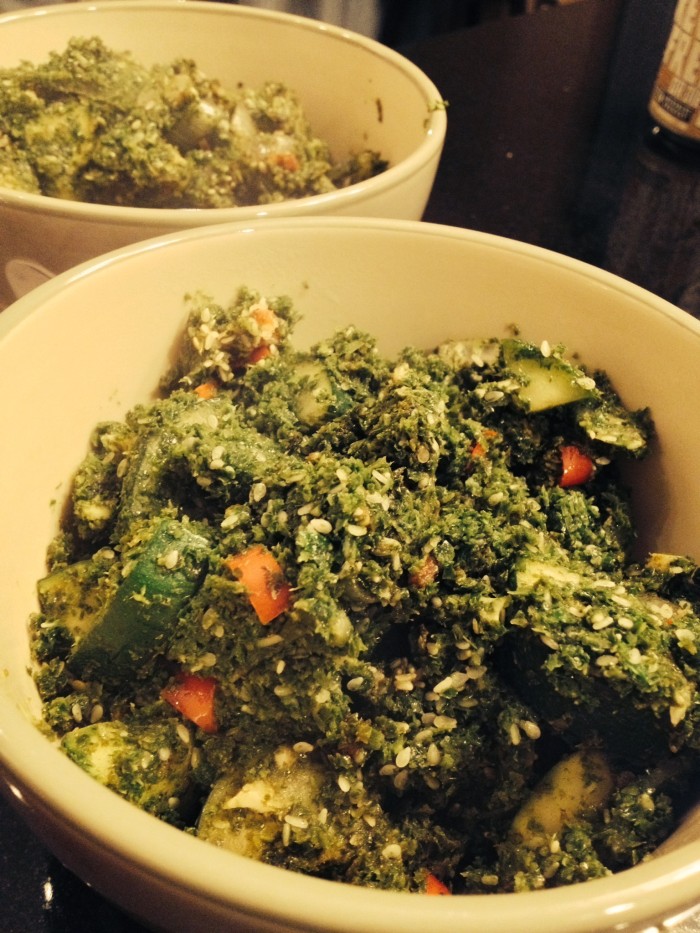 kale pesto veggie bowl by kate coffey
