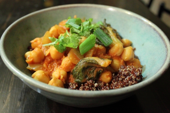 Vegan Curry Recipes: Coconut Curried Chickpeas and Choi Sum