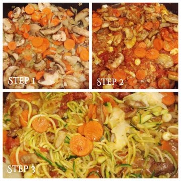 Gluten-free spiralized zucchini pasta - steps 1-3