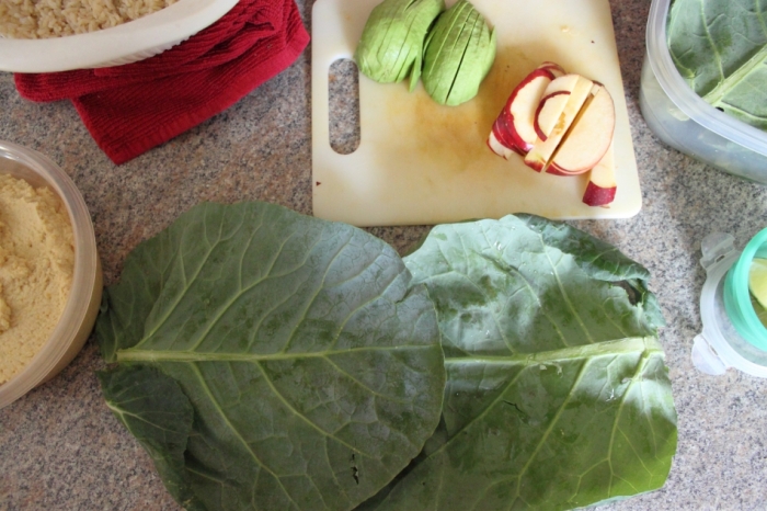 Raw Vegan Recipes: Hummus Apple Collard Wrap