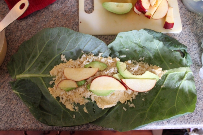 Raw Vegan Recipes: Hummus Apple Collard Wrap