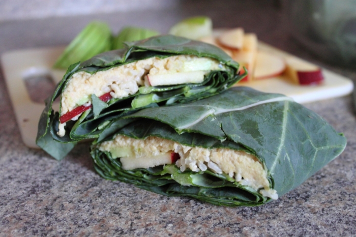 Raw Vegan Recipes: Hummus Apple Collard Wrap