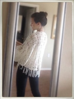 cream crocheted sweater cardigan