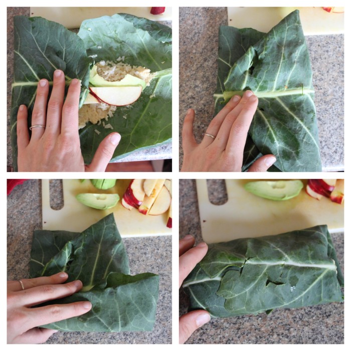 Fold the leaves over the filling