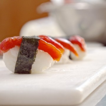 Vegan Sushi made from Tomato