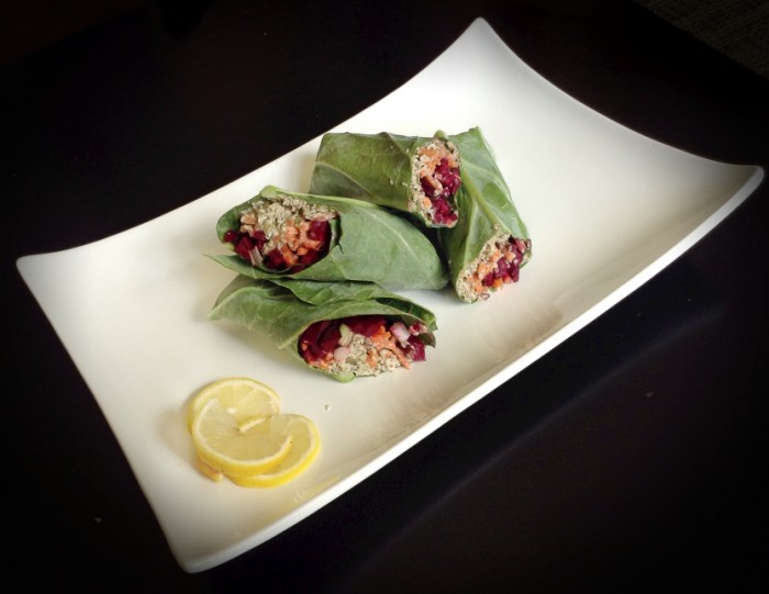 Healthy Dinner: Raw Vegan Collard Wraps with Moroccan Nut Pate