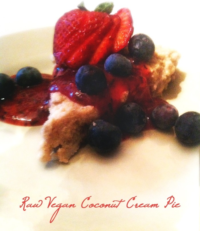 Raw Vegan Coconut Cream Pie with Berry Coulis