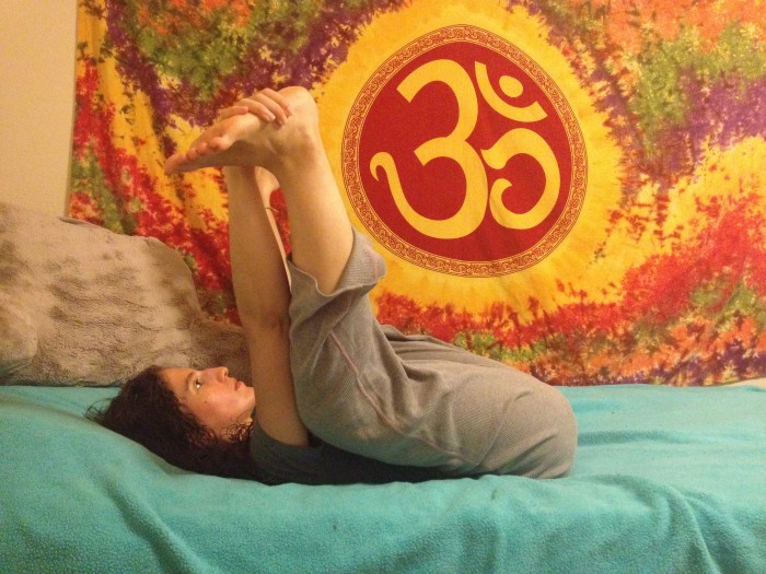 yoga in bed happy baby