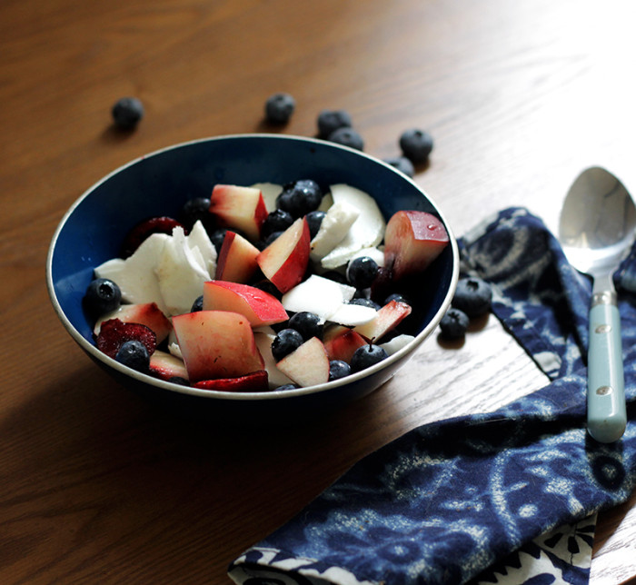 Ambrosia with Peaches, Berries and Cherries