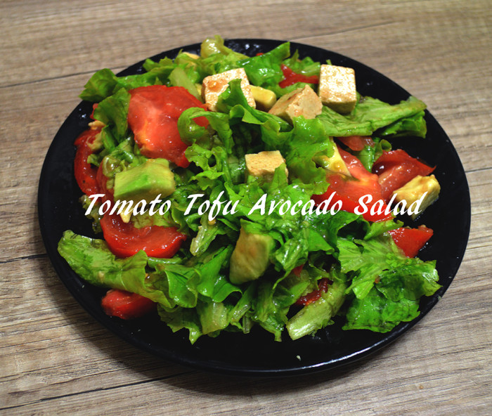 Tomato Tofu Avocado Salad | Peaceful Dumpling