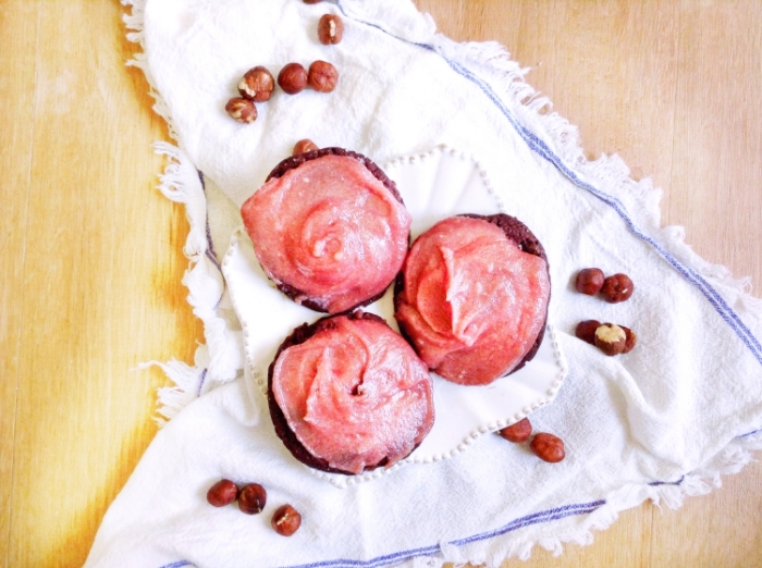 Pink Vegan Vanilla Hazelnut Frosting Recipe | Peaceful Dumpling