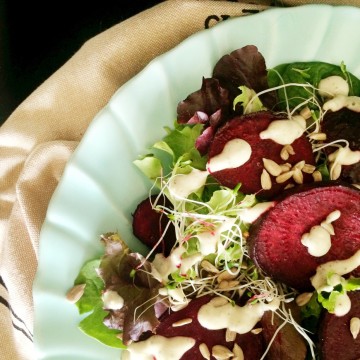 Vegan Salad Dressing Recipes: Creamy Cashew and Roasted Beet Salad