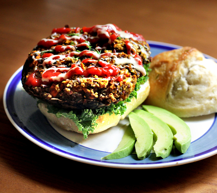 Vegan Burger Recipe: Stuffed Portobello Burger