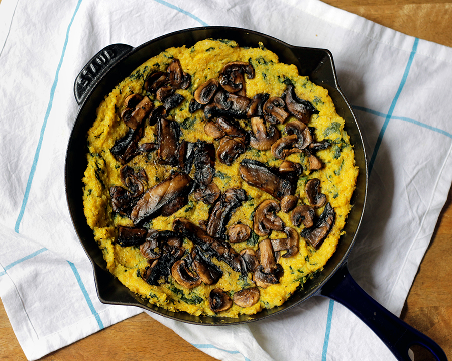 Healthy Dinner: Vegan Polenta Mushroom Pancake