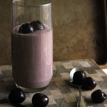 Vegan Cherry Walnut Milkshake with Cardamom and Vanilla