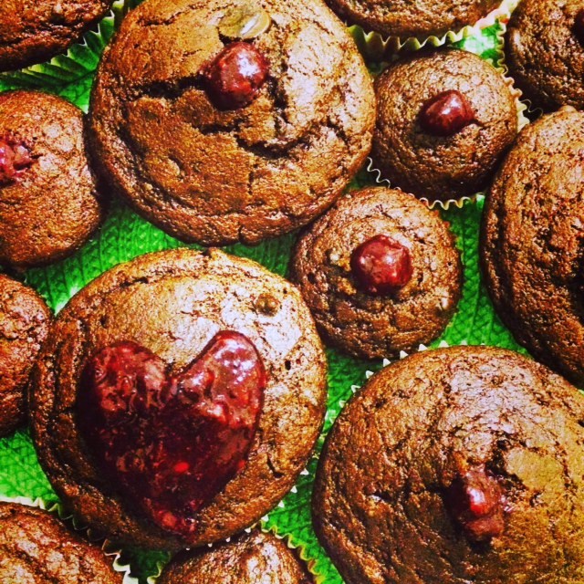 Vegan Double Chocolate Chip Raspberry Muffins