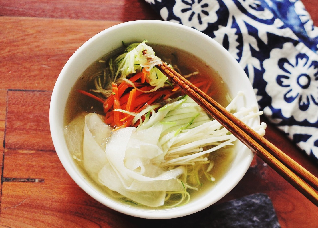 Vegan Korean Cold Noodle Soup (Naengmyun)