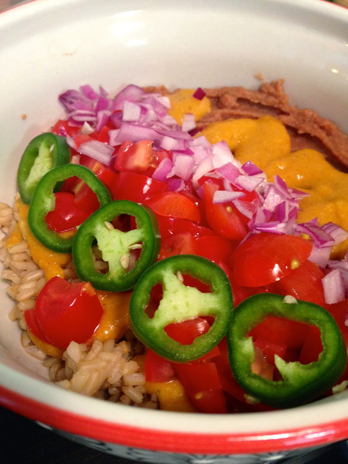 Healthy 10 Minute Mexican Lunch Bowl with Queso Sauce - Vegan, Gluten Free, Soy Free