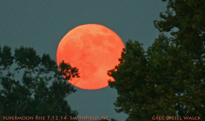 Greg Diesel Walck: "Full Buck Moon and First Supermoon of Summer at Moonrise" (July 12, 2014)