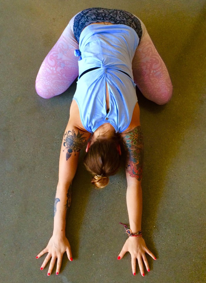 7 Tips for Best Sleep Ever + P.M. Yoga Routine - childs pose