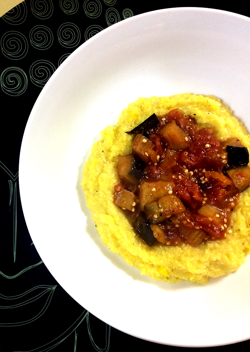 Healthy Dinner: Vegan Polenta with Eggplant Stew