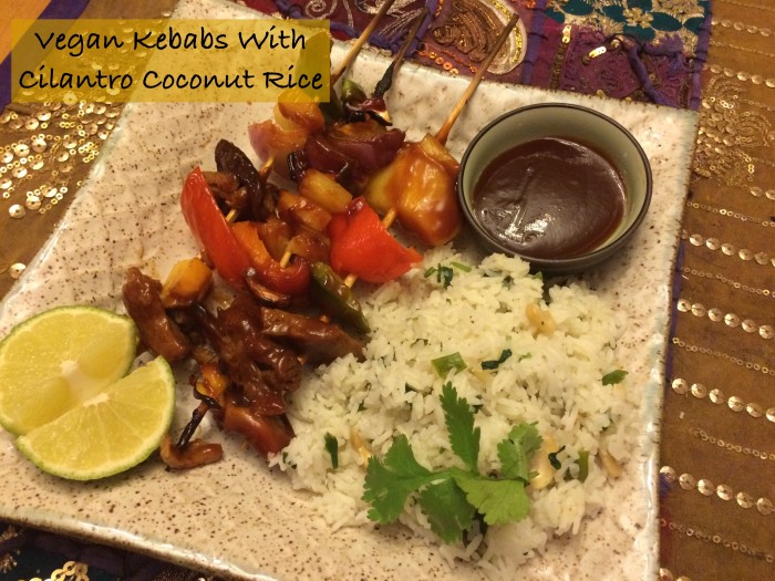 Vegan Kebas With Cilantro Coconut Rice