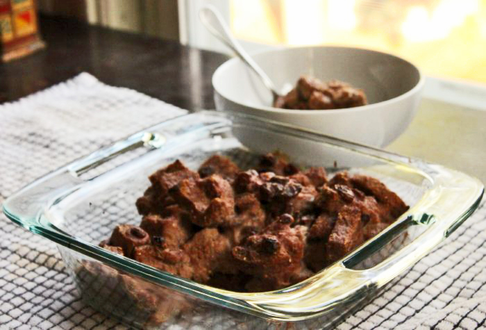 Vegan Dessert Recipes: Raspberry Rhubarb Bread Pudding