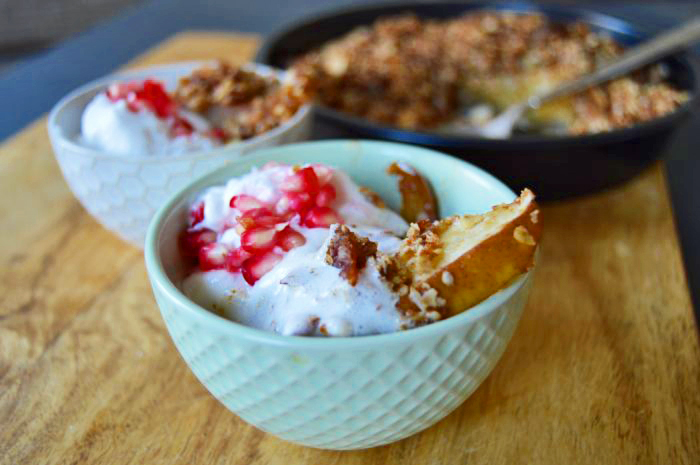 Vegan Dessert Recipes: Pear Crumble Tarte with Coconut Whip