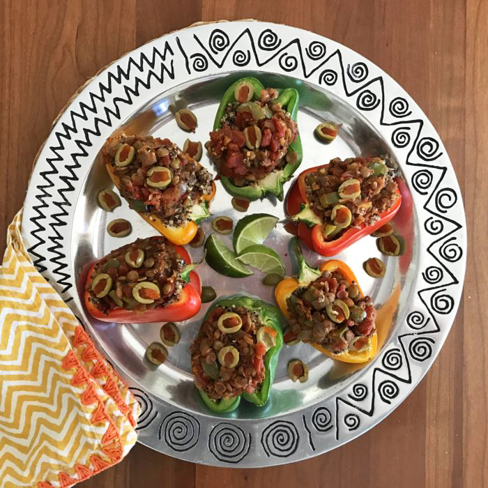 Healthy Dinner: Vegan Picadillo Stuffed Bell Peppers