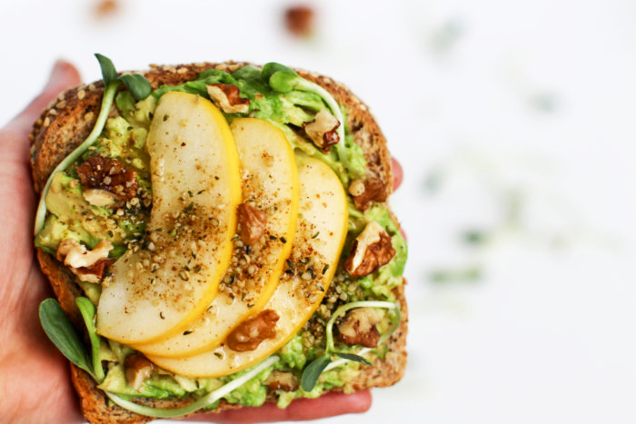 Vegan Breakfast Recipes: Maple Walnut Avocado Toast with Apple