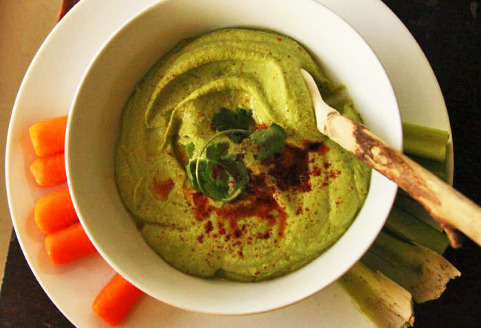 Vegan Hummus Recipes: Arugula Cilantro Hummus | Peaceful Dumpling