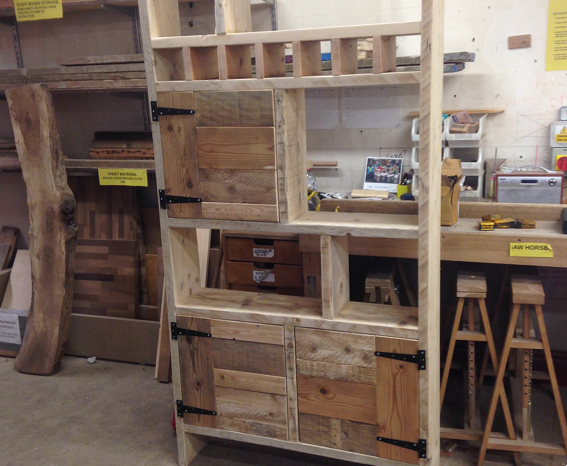 reclaimed wooden bookcase