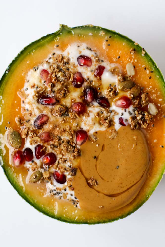 Vegan Breakfast Recipes: Cantaloupe Yogurt Bowls