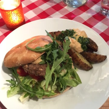 Vegan burger at Pygmalion in Bergen, Norway