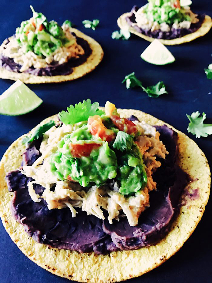 Vegan Tostadas Loaded With Cheesy Jackfruit