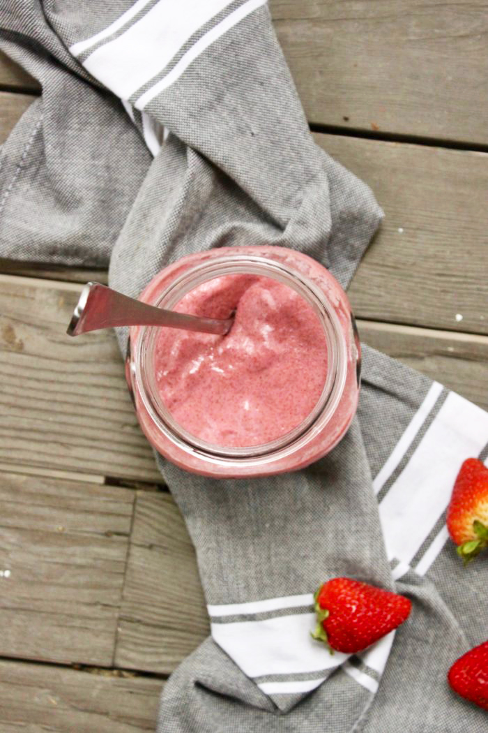 Vegan Strawberry Lemon Blended Chia Pudding