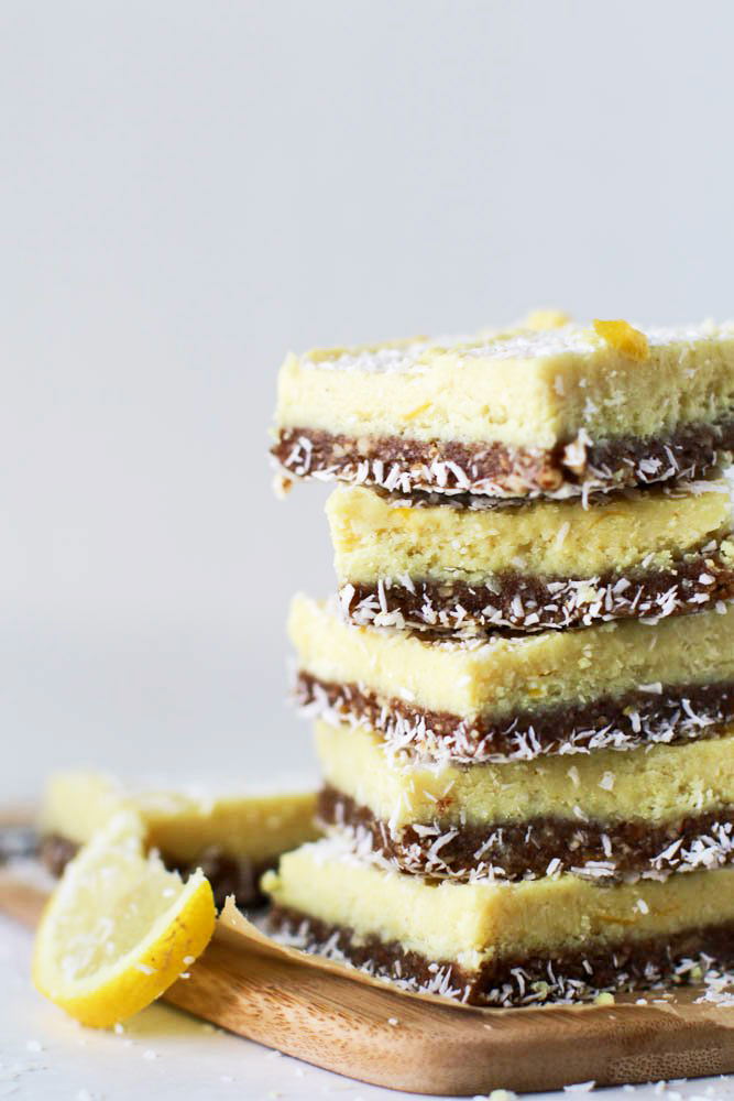 Raw Vegan Lemon Bars With Coconut & Pecans