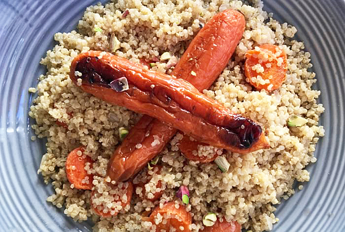 Vegan Quinoa Salad With Sesame Roasted Carrots