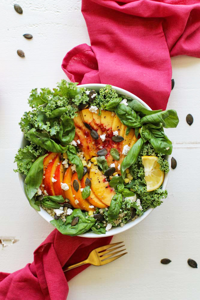 Vegan Quinoa Salad With Peaches & Pepitas