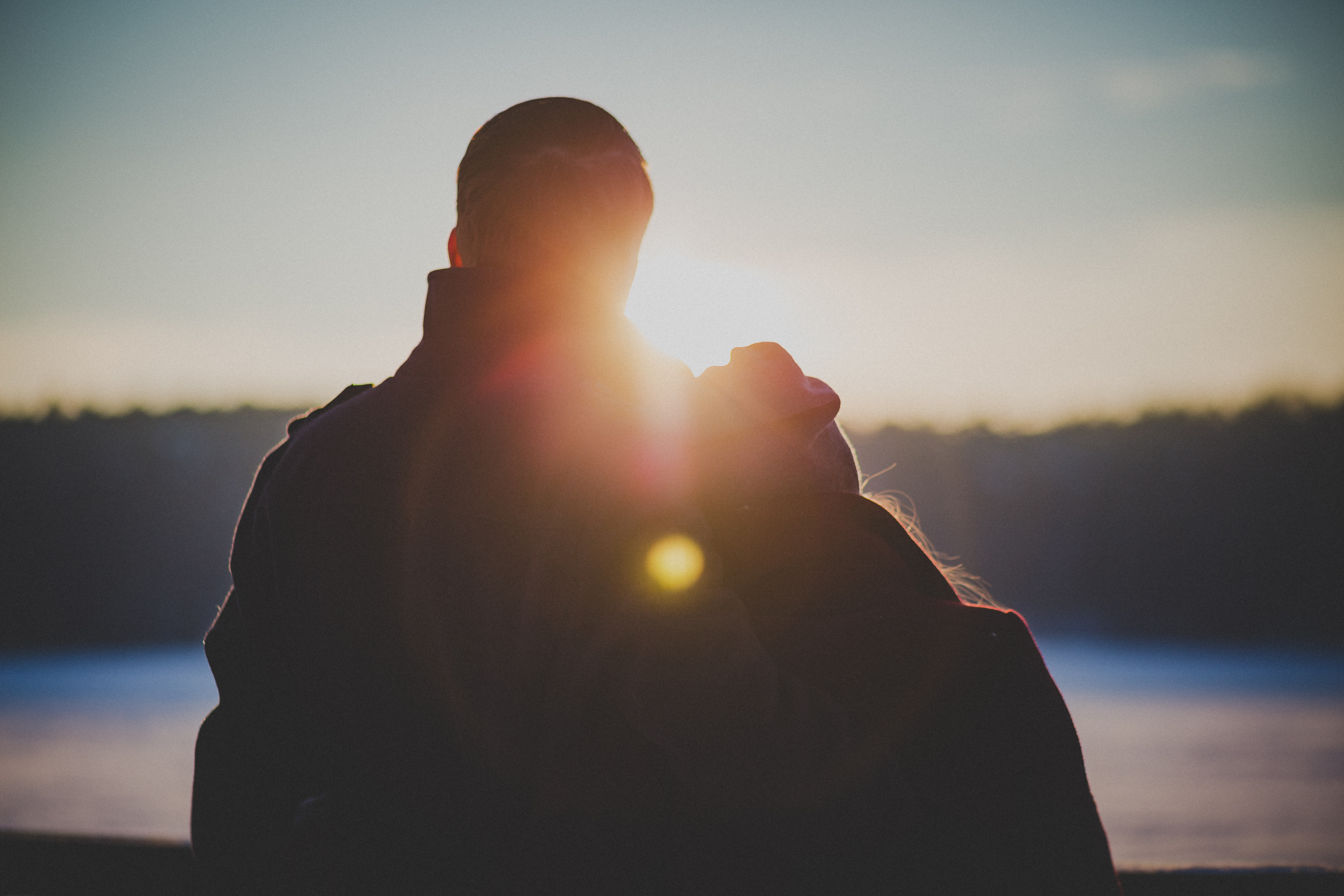 couple looking at sunset 