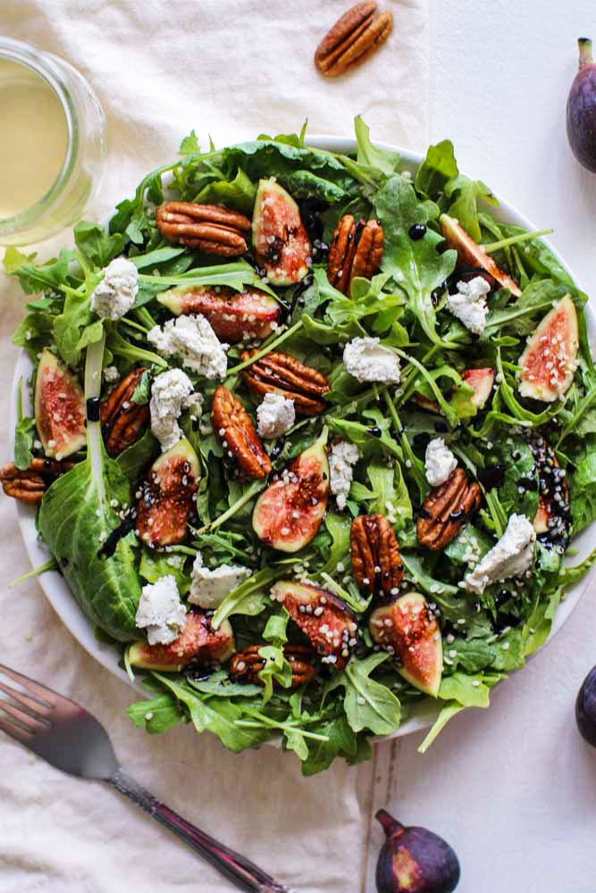 Vegan Fig Arugula Salad With Balsamic Reduction