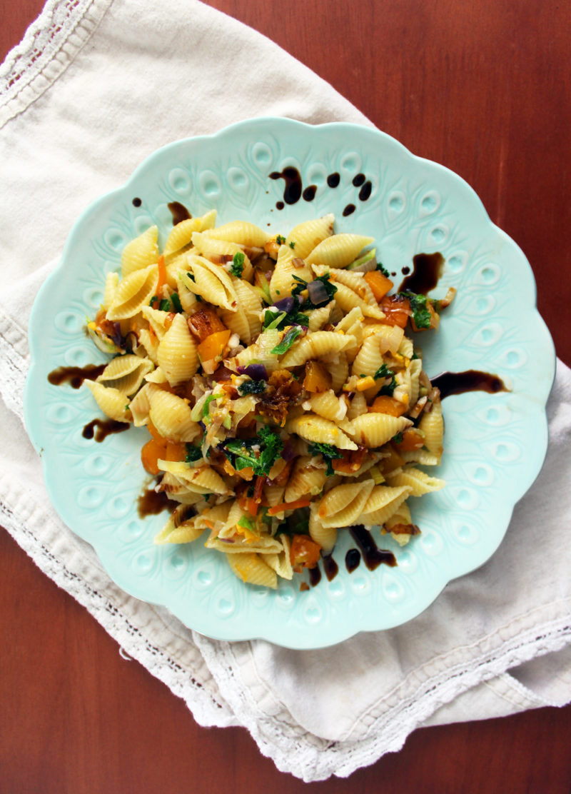 Warm Fall Pasta Salad With Butternut Squash & Leeks