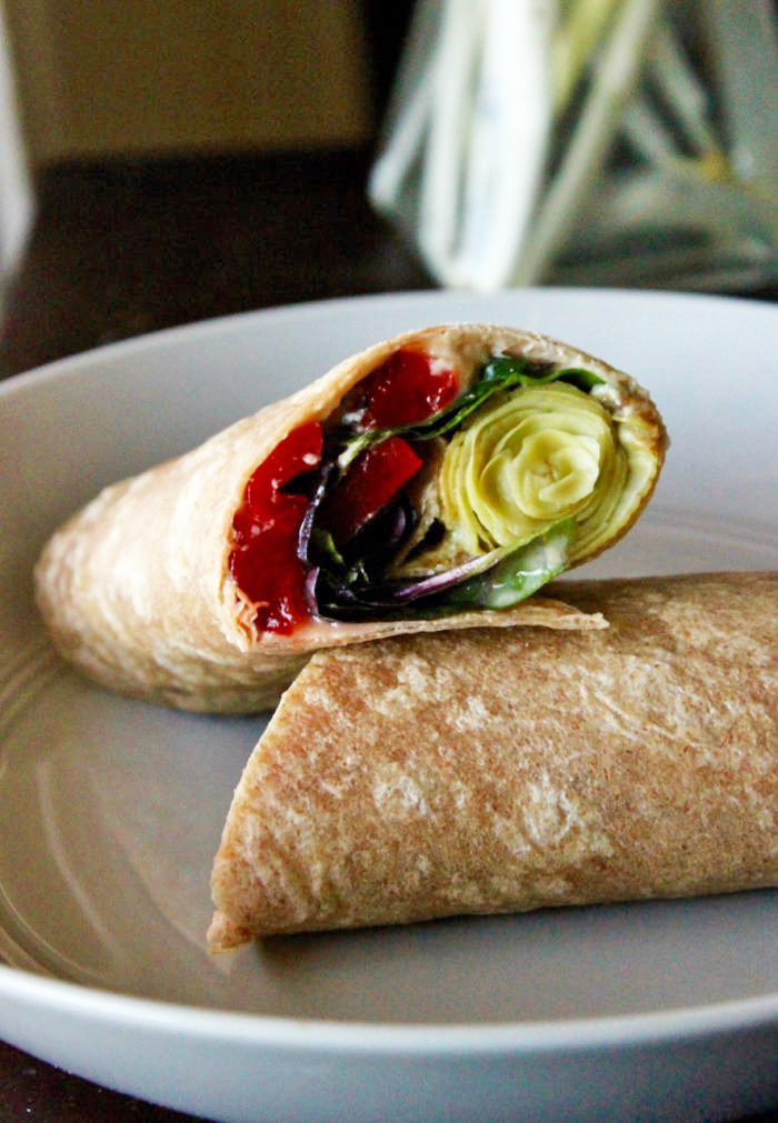 Crispy Artichoke Hummus Wraps