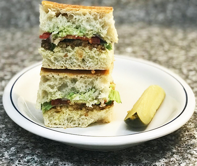 TTLA (Tempeh Tomato Lettuce Avo) Sandwich With Garlic Mustard Aioli